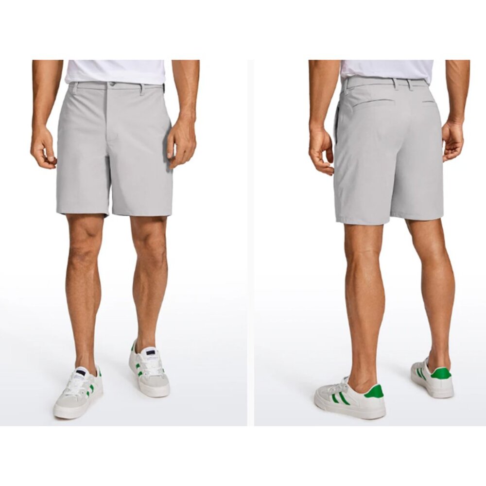 CRZ YOGA Men's Light Gray Flat Front Golf Shorts 33W